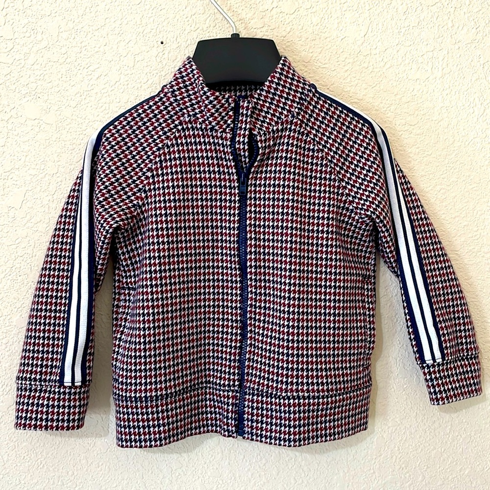 Janie and Jack Houndstooth Jacquard Jacket True Burgundy Red Blue White Size 2T
